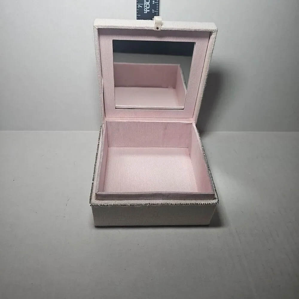 Pottery Barn Kids Beaded and Embroidered Swan Trinket Box Pink